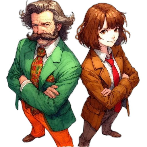 jacket, staff, hair, concept art transparent PNG cut-out