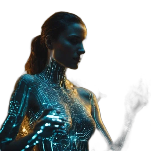 robot, dress, cyberpunk, concept art transparent PNG cut-out