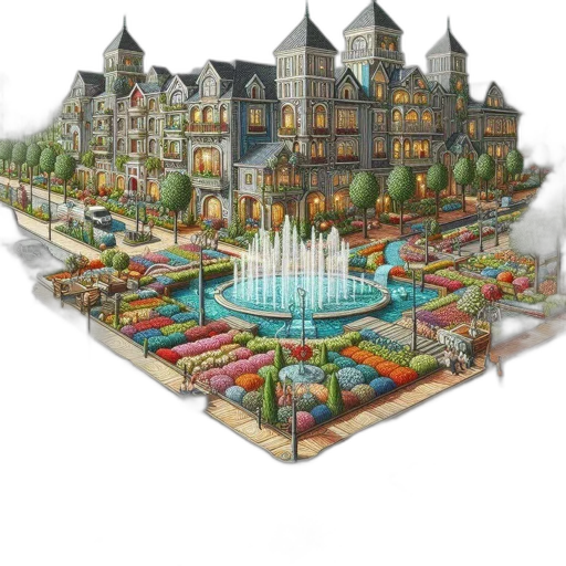 building, concept art, 3d render, fantasy art transparent PNG cut-out