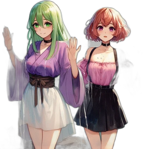 dress, anime, watercolor, pixel art transparent PNG cut-out