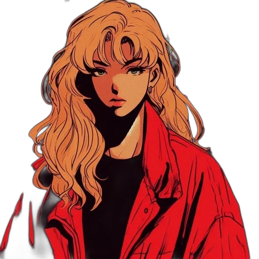 jacket, face, comic book art, vaporwave transparent PNG cut-out
