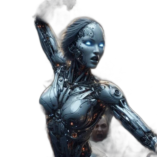 robot, concept art, cyberpunk, fantasy art transparent PNG cut-out