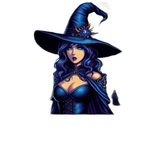 hat, staff, dress, pixel art transparent PNG cut-out