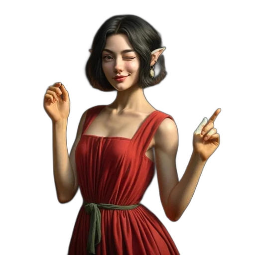 dress, staff, jewelry, face transparent PNG cut-out