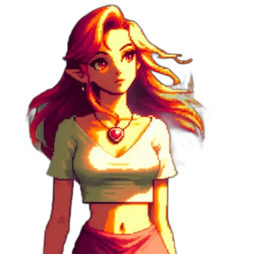 dress, staff, pixel art, concept art transparent PNG cut-out