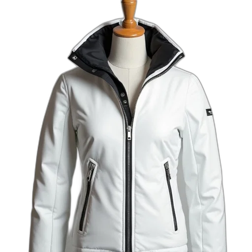 jacket, white, black, collar transparent PNG cut-out