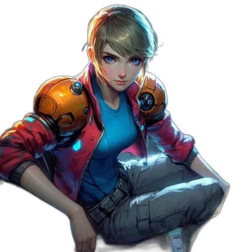 jacket, robot, weapon, face transparent PNG cut-out