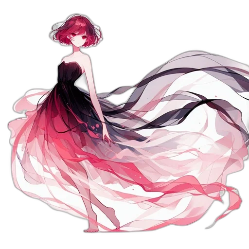 dress, creature, hair, flower transparent PNG cut-out
