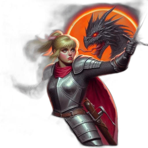 dragon, staff, sword, fantasy art transparent PNG cut-out