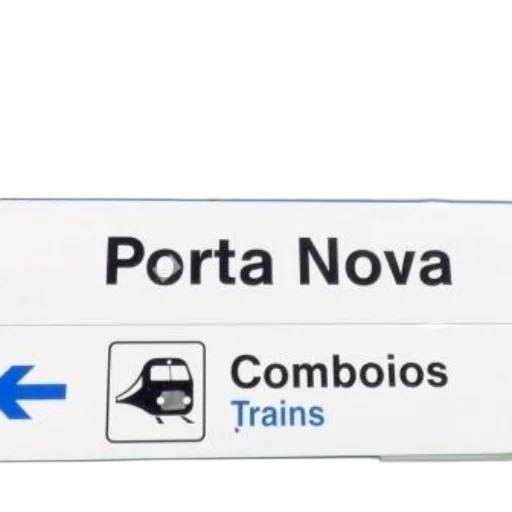 sign, portuguese, directs, travelers transparent PNG cut-out