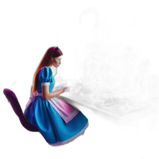 dress, staff, dragon, hair transparent PNG cut-out