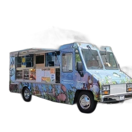 food, truck, blue, exterior transparent PNG cut-out