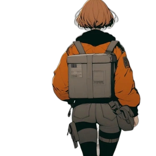 jacket, robot, weapon, staff transparent PNG cut-out