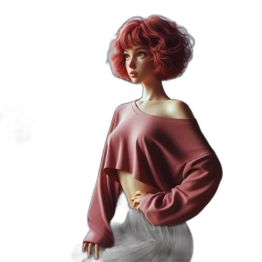 dress, hair, jacket, photorealistic transparent PNG cut-out