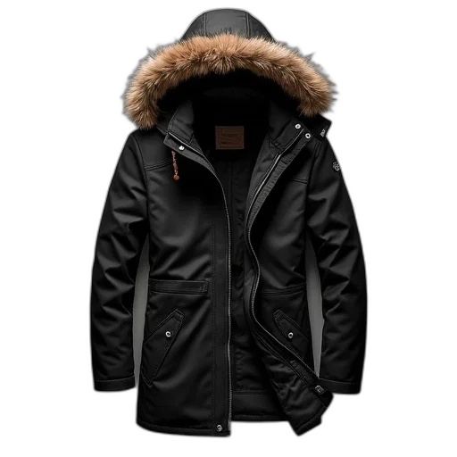 jacket, mens, hooded, winter transparent PNG cut-out