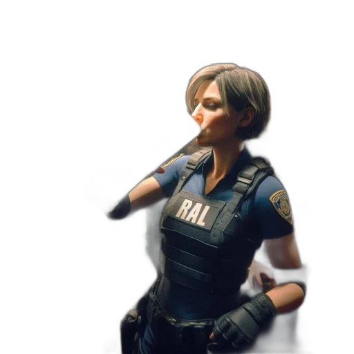weapon, face, staff, jacket transparent PNG cut-out