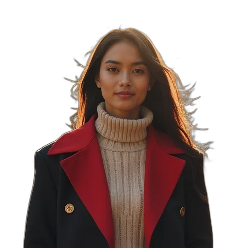 jacket, face, hair, jewelry transparent PNG cut-out