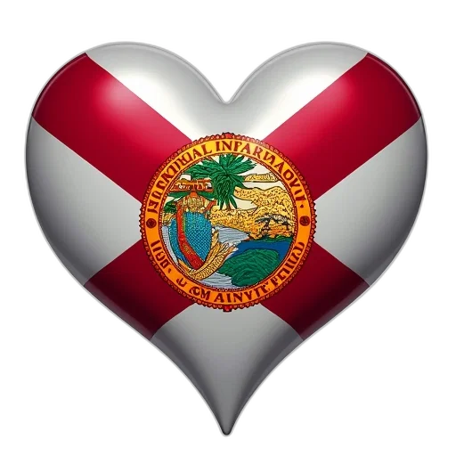heart, shaped, florida, flag transparent PNG cut-out