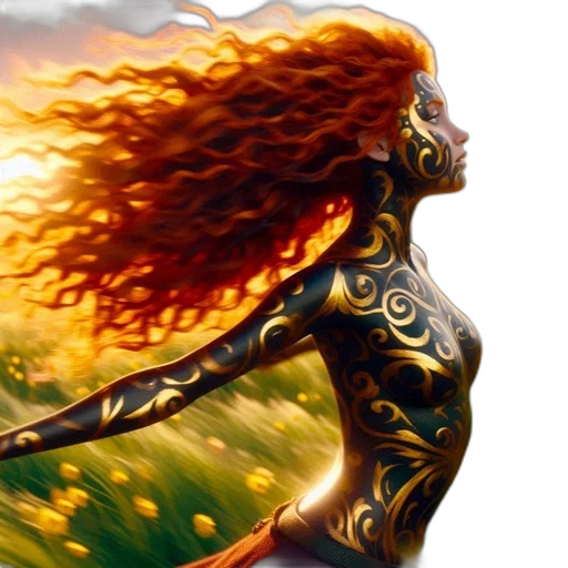 hair, fantasy art, concept art, comic book art transparent PNG cut-out
