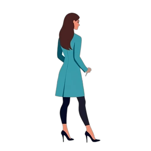 dress, jacket, staff, cartoon transparent PNG cut-out
