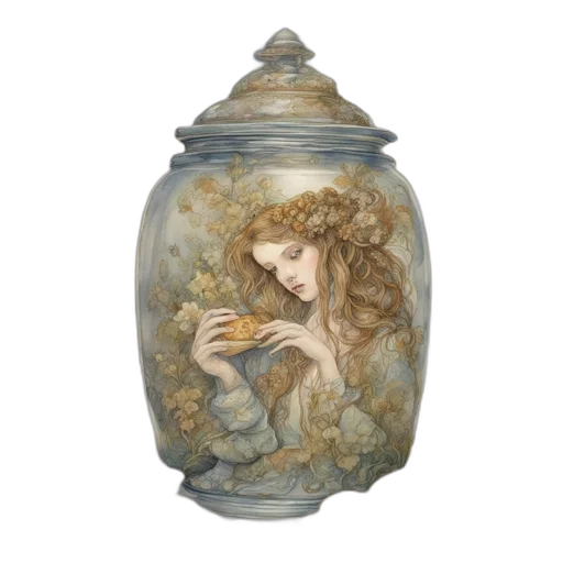 bottle, dress, oil painting, watercolor transparent PNG cut-out