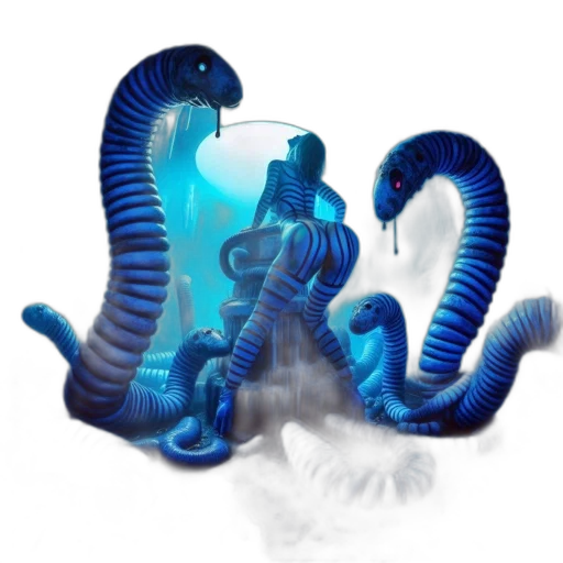 creature, dragon, bottle, staff transparent PNG cut-out
