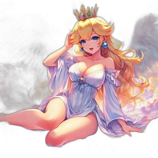 crown, dress, fantasy art, watercolor transparent PNG cut-out