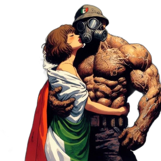 comic book art, concept art, muscular, man transparent PNG cut-out