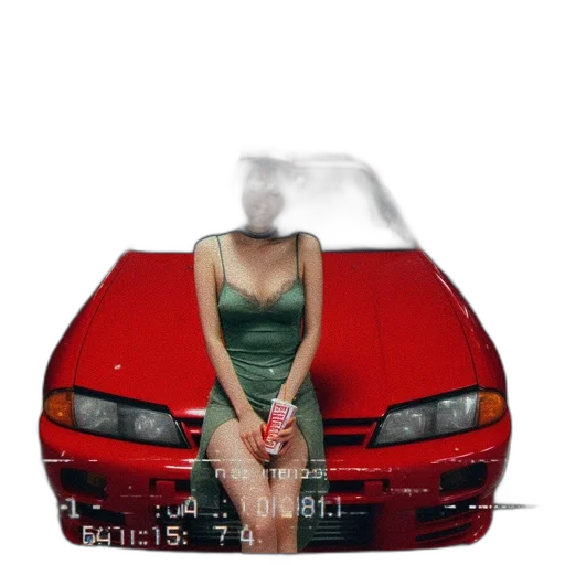 car, dress, mask, vaporwave transparent PNG cut-out