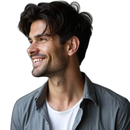 jacket, face, hair, staff transparent PNG cut-out
