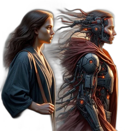 robot, cyberpunk, concept art, fantasy art transparent PNG cut-out