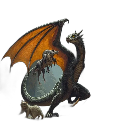 dragon, creature, sword, animal transparent PNG cut-out