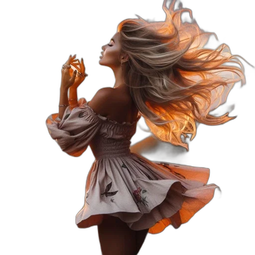 dress, hair, fantasy art, concept art transparent PNG cut-out