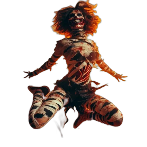creature, mask, hair, staff transparent PNG cut-out