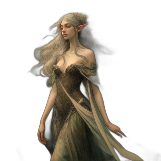 dress, dragon, staff, fantasy art transparent PNG cut-out