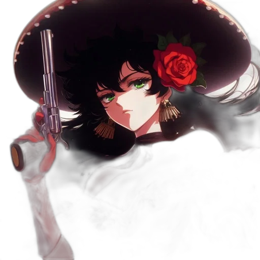 weapon, hat, flower, staff transparent PNG cut-out