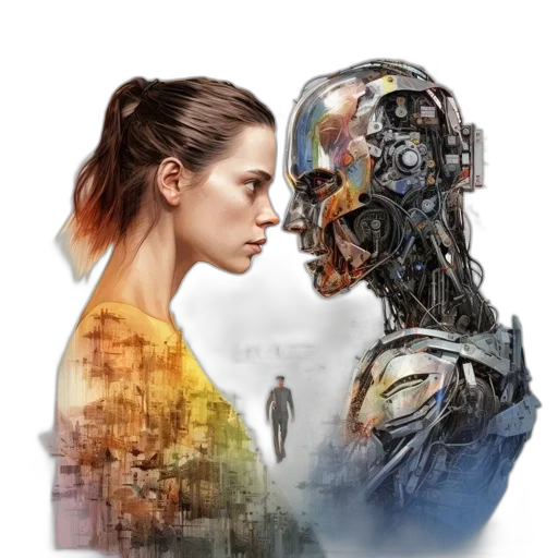 robot, face, concept art, cyberpunk transparent PNG cut-out