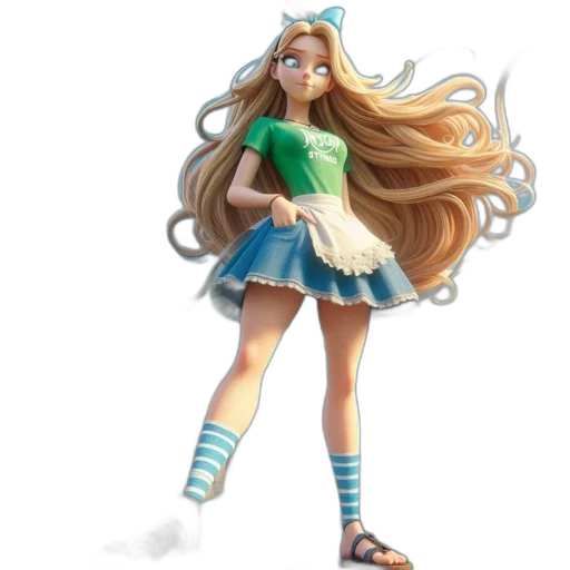 dress, staff, hair, concept art transparent PNG cut-out