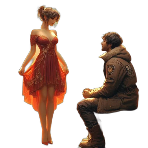dress, jacket, concept art, 3d render transparent PNG cut-out