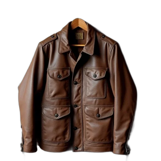 jacket, earth tones, brown, leather transparent PNG cut-out