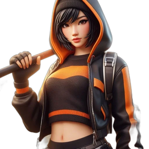 jacket, weapon, concept art, 3d render transparent PNG cut-out