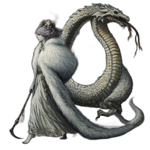 dragon, creature, animal, staff transparent PNG cut-out