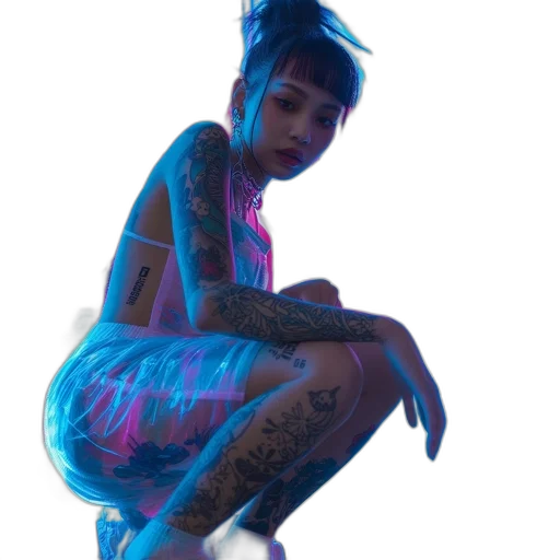 dress, jacket, creature, hair transparent PNG cut-out