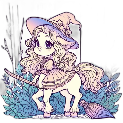 staff, creature, dress, hat transparent PNG cut-out
