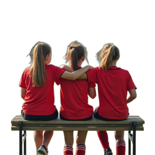 girl, soccer, team, sitting transparent PNG cut-out