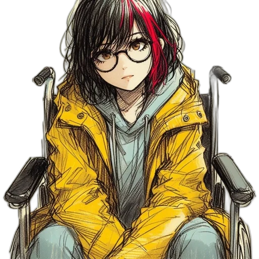 jacket, staff, comic book art, anime transparent PNG cut-out