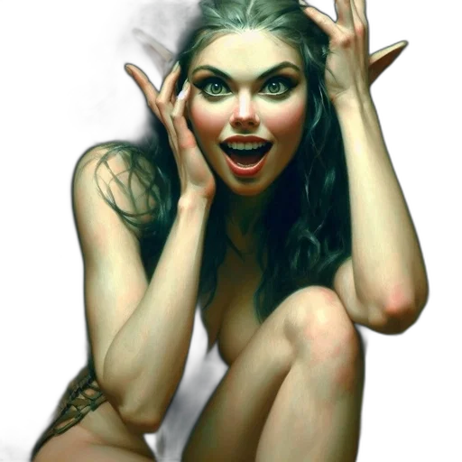 face, creature, dress, photorealistic transparent PNG cut-out