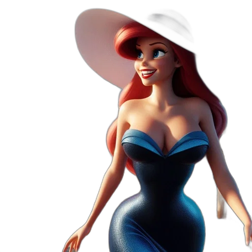 dress, hat, 3d render, concept art transparent PNG cut-out
