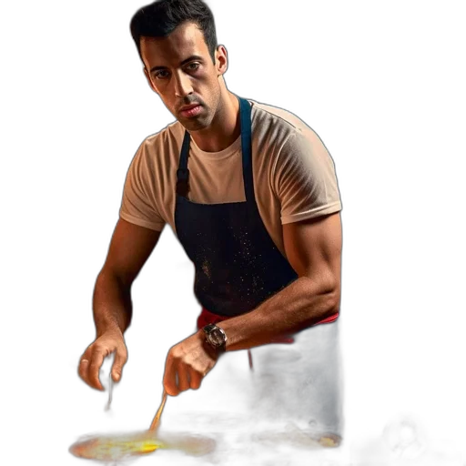 food, photorealistic, oil painting, man transparent PNG cut-out