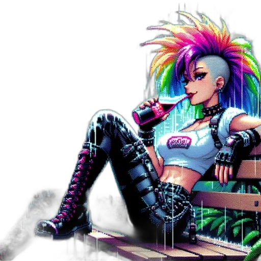 hair, jacket, cyberpunk, comic book art transparent PNG cut-out
